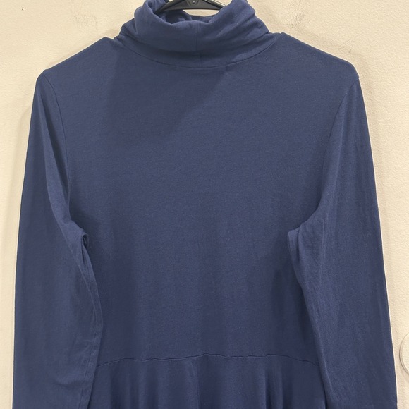 Peruvian Connection Ariana Navy Blue Stretch Jersey Turtleneck Midi Dress Large - Picture 8 of 13